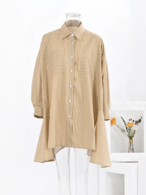 Casual Striped Mid-Length Shirt for Women