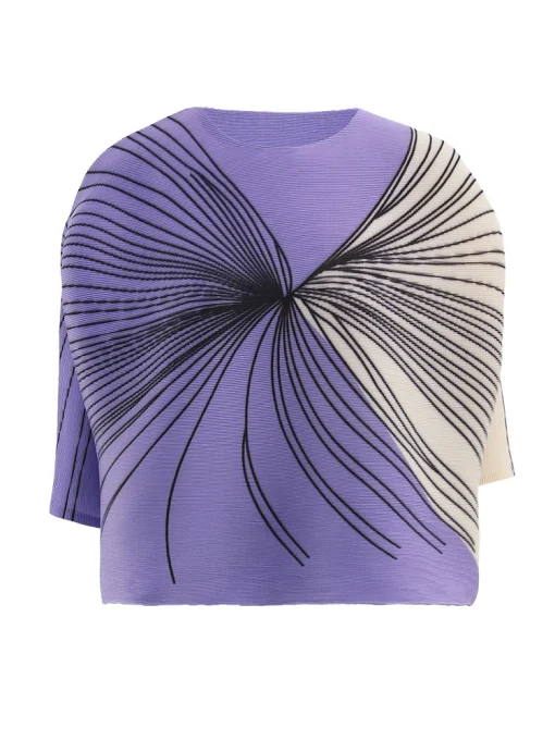 Women’s Striped Pleated Loose Fit T-Shirt - Image 4