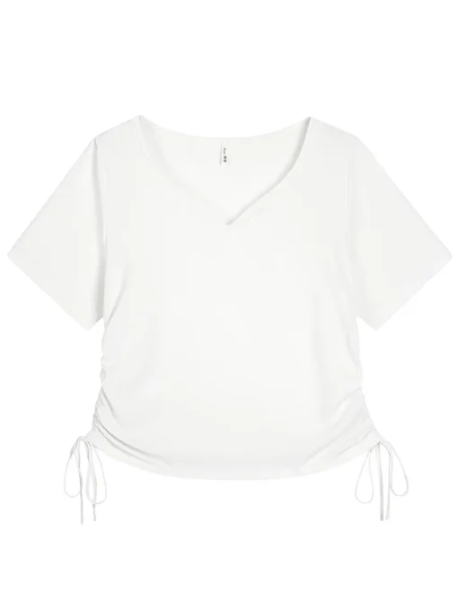 Plus Size V-Neck Drawstring Tee - Image 2