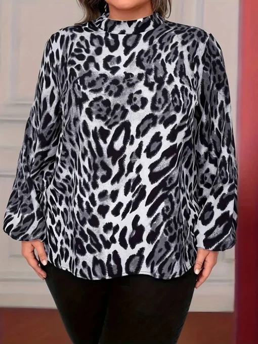 Plus Size Leopard Print Shirt - Image 4