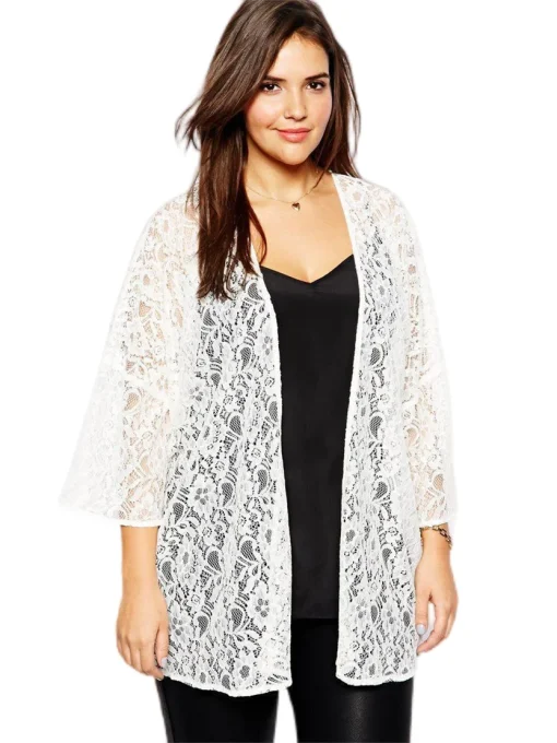 Plus Size Lace Kimono Cardigan