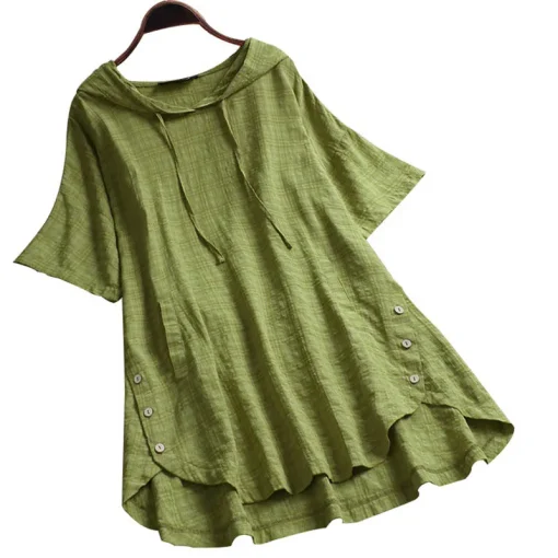 Plus Size Hooded Plaid T-Shirt - Image 6