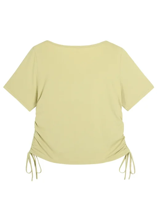 Plus Size V-Neck Drawstring Tee