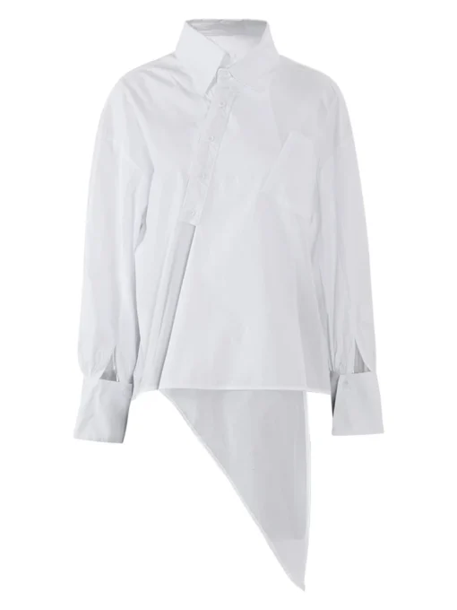 Solid Color Irregular Shirt - Image 4