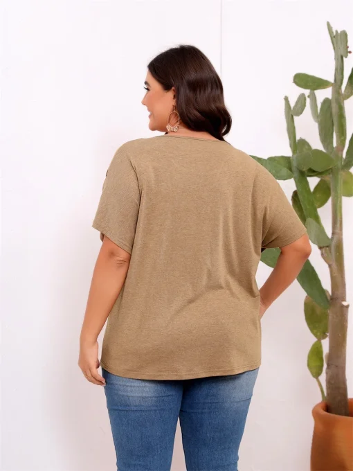 Plus Size Button Detail Short Sleeve Tee