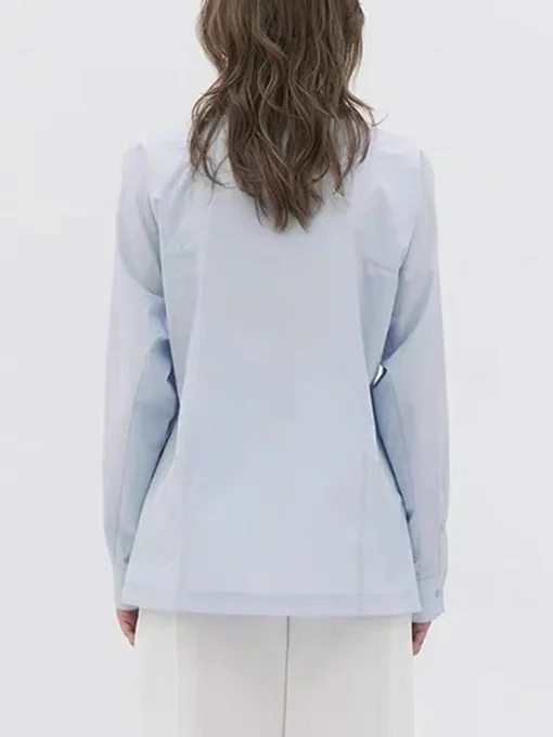 Slash Neck Long Sleeve Blouse - Image 3