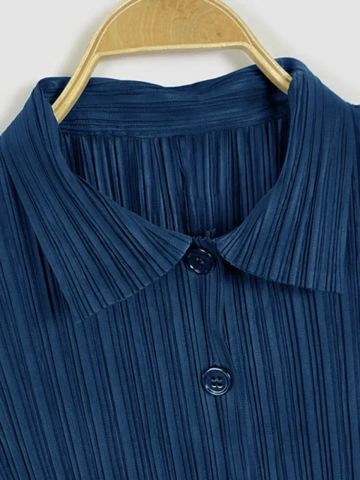 Autumn Pleated Lapel Shirt - Image 3