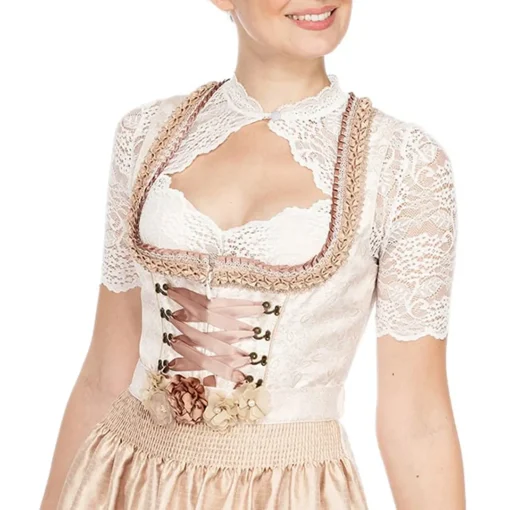 Plus Size Elegant Lace Hollow Out Dirndl Blouse