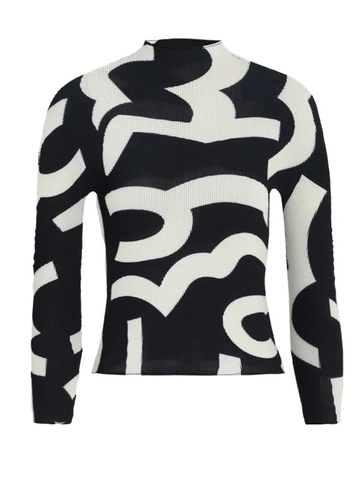 Streetwear Pleated Long Sleeve T-Shirt with Print - Image 4