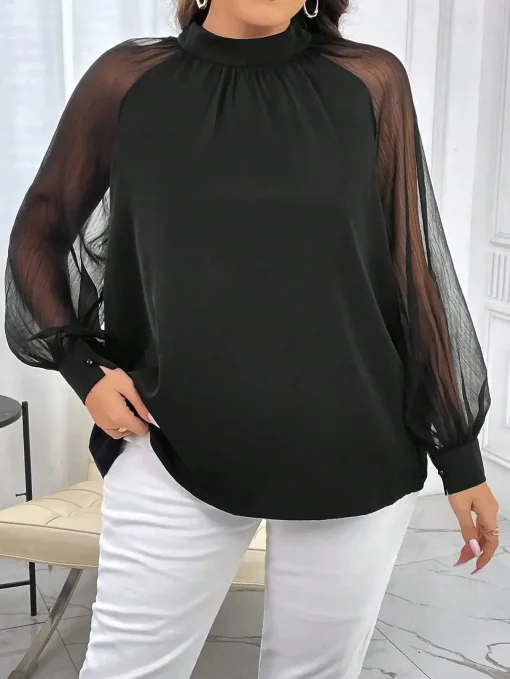 Plus Size Women’s Casual Notched Neck T-Shirt - Image 3