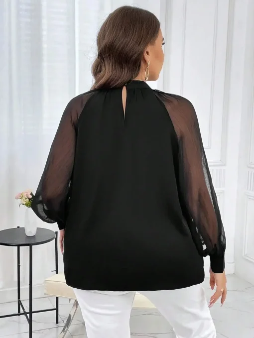 Plus Size Women’s Casual Notched Neck T-Shirt - Image 2