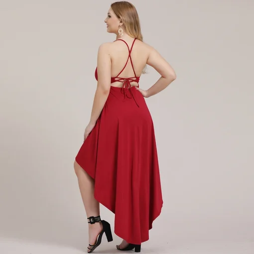 Plus Size Backless Deep V Neck Slip Dress - Image 5