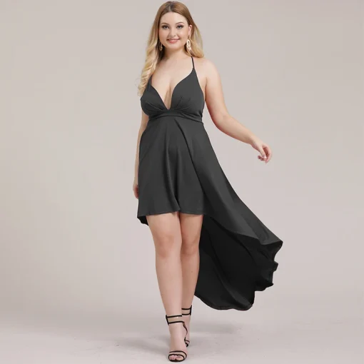 Plus Size Backless Deep V Neck Slip Dress - Image 6