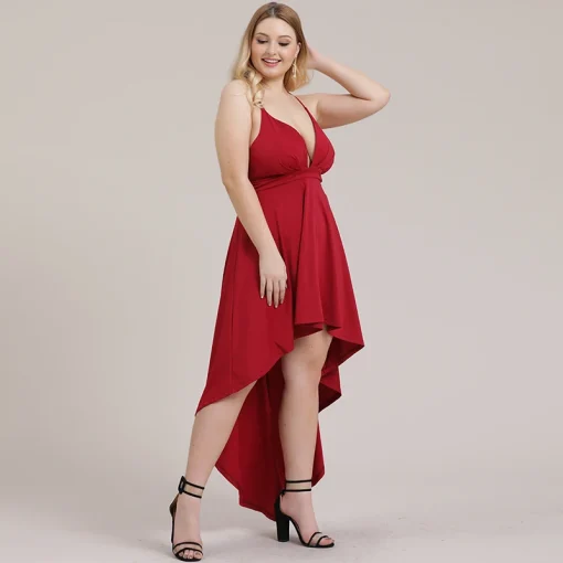 Plus Size Backless Deep V Neck Slip Dress - Image 3