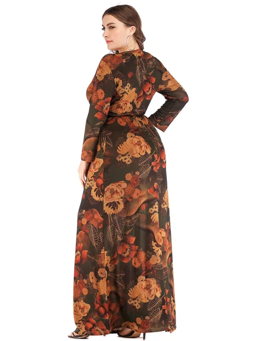 Plus Size Vintage Long Sleeve Dress with Pockets - Image 6