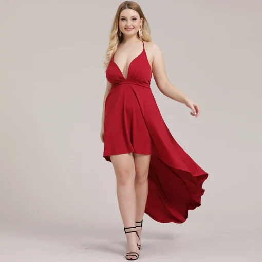 Plus Size Backless Deep V Neck Slip Dress - Image 2