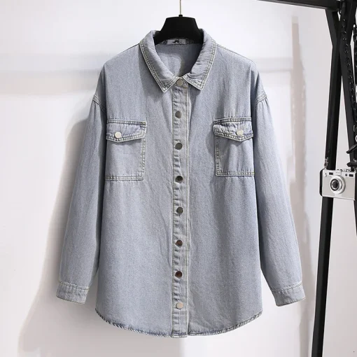 Plus Size Denim Button Jacket for Women - Image 5