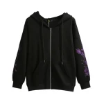 Plus Size Oversize Hoodie Cotton Zipper Sweatshirt for Women