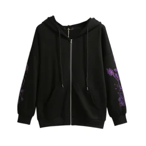 Plus Size Oversize Hoodie Cotton Zipper Sweatshirt for Women