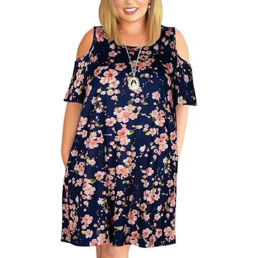 Plus Size Loose Off-the-Shoulder Summer Dress for Women