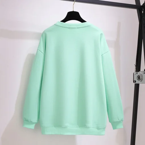 Plus Size Women's Green Cotton Pullover Sweatshirt Coat - Image 4