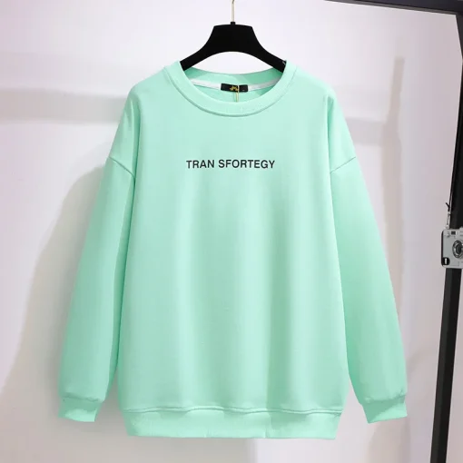 Plus Size Women's Green Cotton Pullover Sweatshirt Coat - Image 3