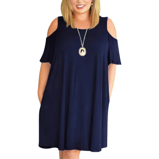 Plus Size Loose Off-the-Shoulder Summer Dress for Women - Image 5