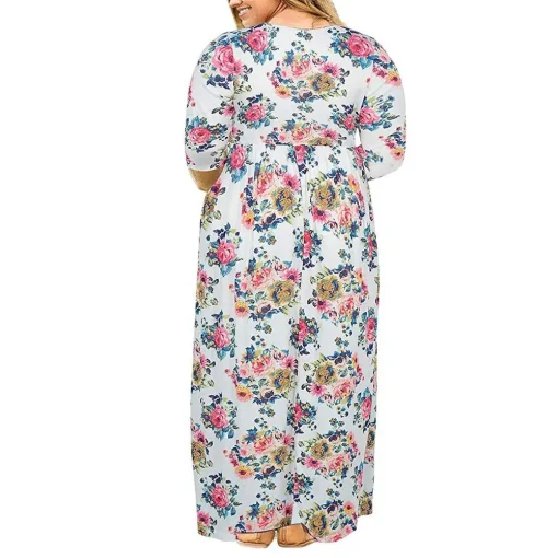 Plus Size Short Sleeve Print Summer Maxi Dress for Women - Image 4