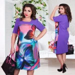 Plus Size Loose Butterfly Print Summer Dress for Women