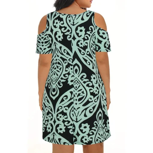 Plus Size Loose Off-the-Shoulder Summer Dress for Women - Image 2