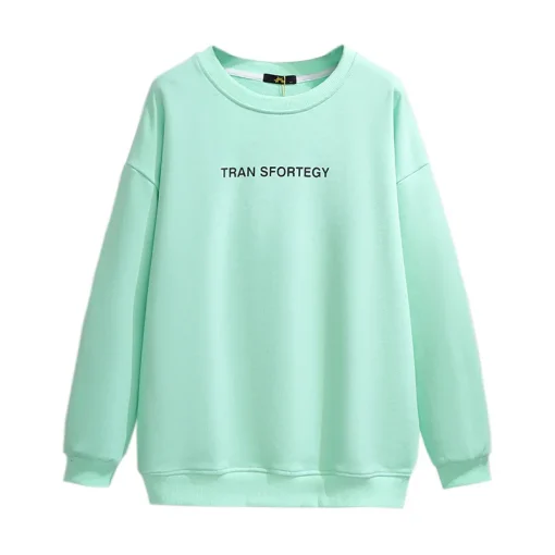 Plus Size Women's Green Cotton Pullover Sweatshirt Coat