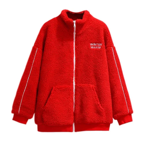 Plus Size Women's Fleece Zipper Jacket Warm Long Coat