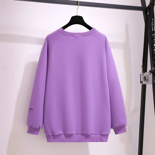 Plus Size Women's Purple Velvet Print Pullover Sweatshirt Coat - Image 4