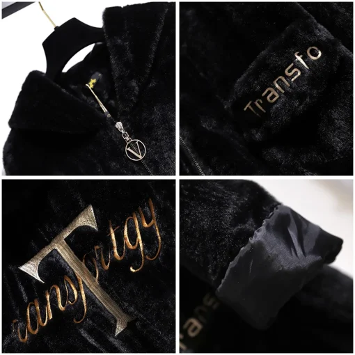 Plus Size Winter Velvet Hoodie Coat for Women - Image 4