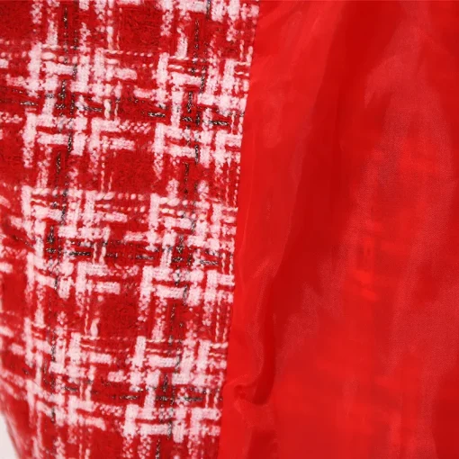 Plus Size Red Plaid Long Coat for Women - Image 5