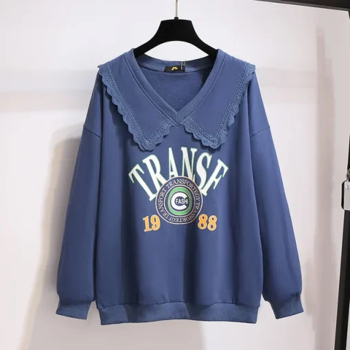 Plus Size Women's Oversized Velvet Print Pullover Sweatshirt - Image 8