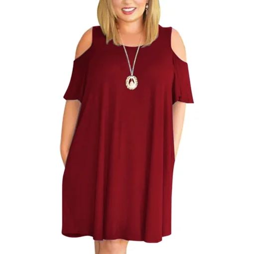 Plus Size Loose Off-the-Shoulder Summer Dress for Women - Image 6