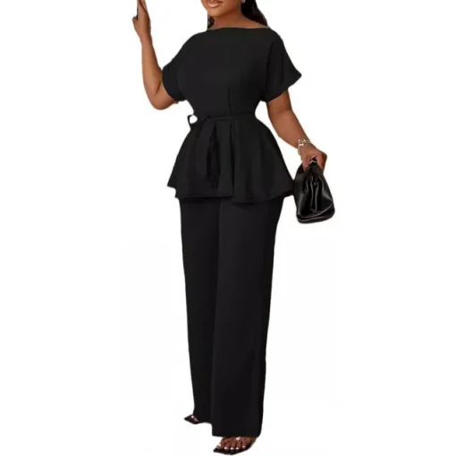 Plus Size Black Two-Piece Matching Set for Women - Image 7