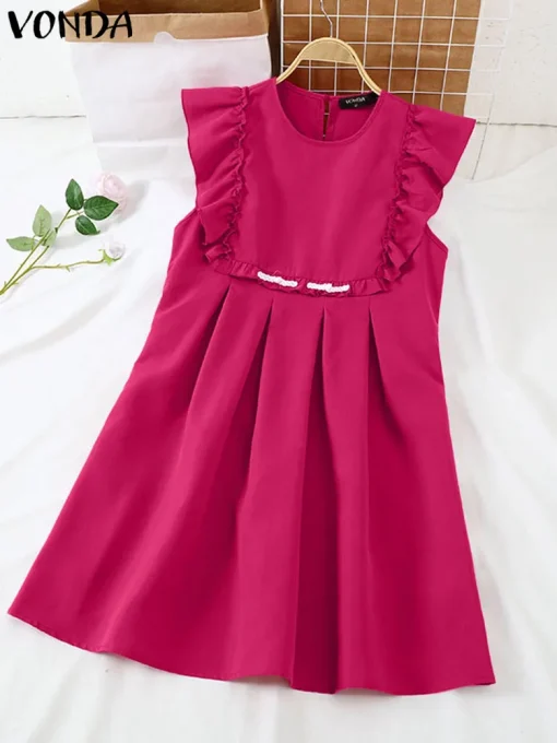 Women's Elegant Sleeveless Ruffled Mini Dress - Image 2