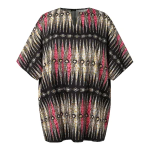 Plus Size   Women’s Printed Bohemian V-Neck Blouse