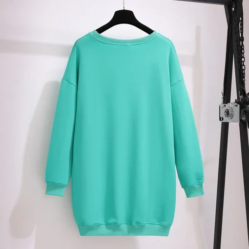 Plus Size Women's Long Sleeve Blue Velvet Sweatshirt - Image 2