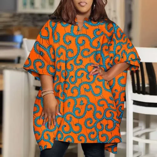 Bohemian Printed Plus Size Blouse with Half Sleeves - Image 5