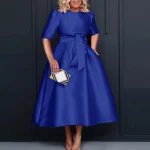Plus Size Summer Puff Sleeve Casual Evening Dress