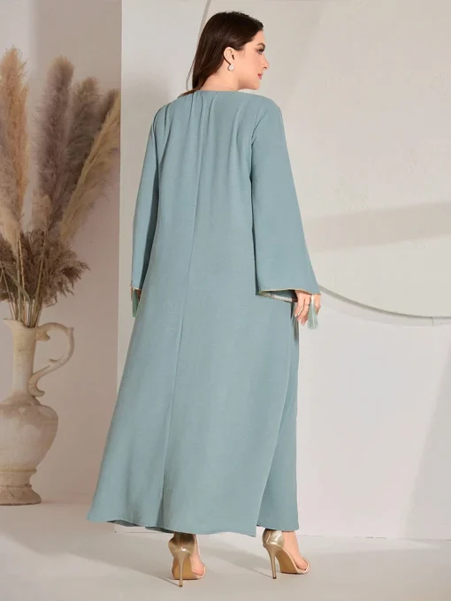 Plus Size V-Neck Flared Sleeve Evening Dress - Image 2