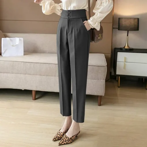 Fashionable High Waist Loose Harem Pants with Pockets