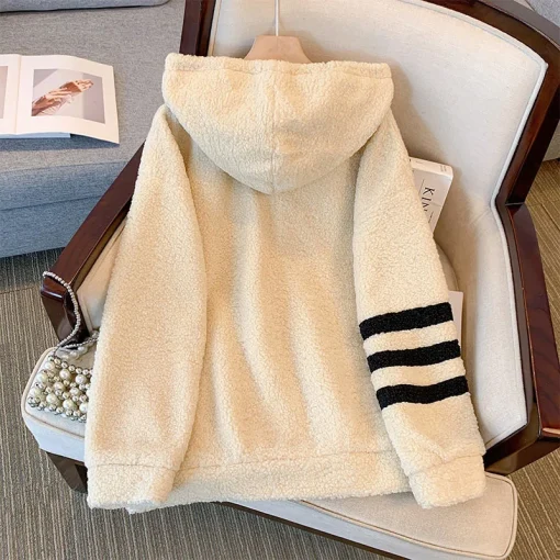 Plus Size Hooded Pick Coat for Women Long Sleeve - Image 3