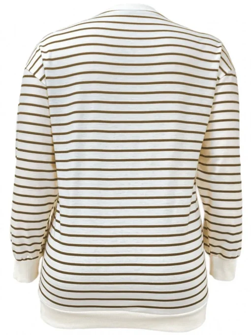 Plus Size Casual Long Sleeve Stripe Print T-Shirt - Image 4