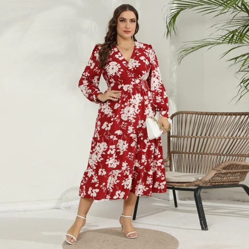 Elegant Floral Party Dress for Women Plus Size Summer Wear - Image 4