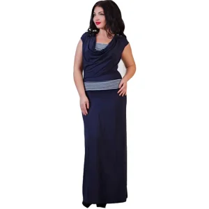 Plus Size Summer Stripe Patchwork Long Casual Dress