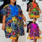 Plus Size Women’s V-Neck Printed Mini Sundress